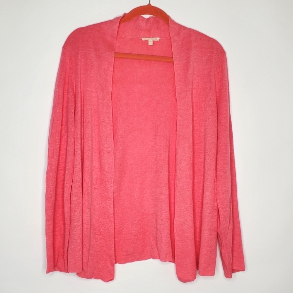Eileen Fisher Coral Open Front Lightweight Cardigan